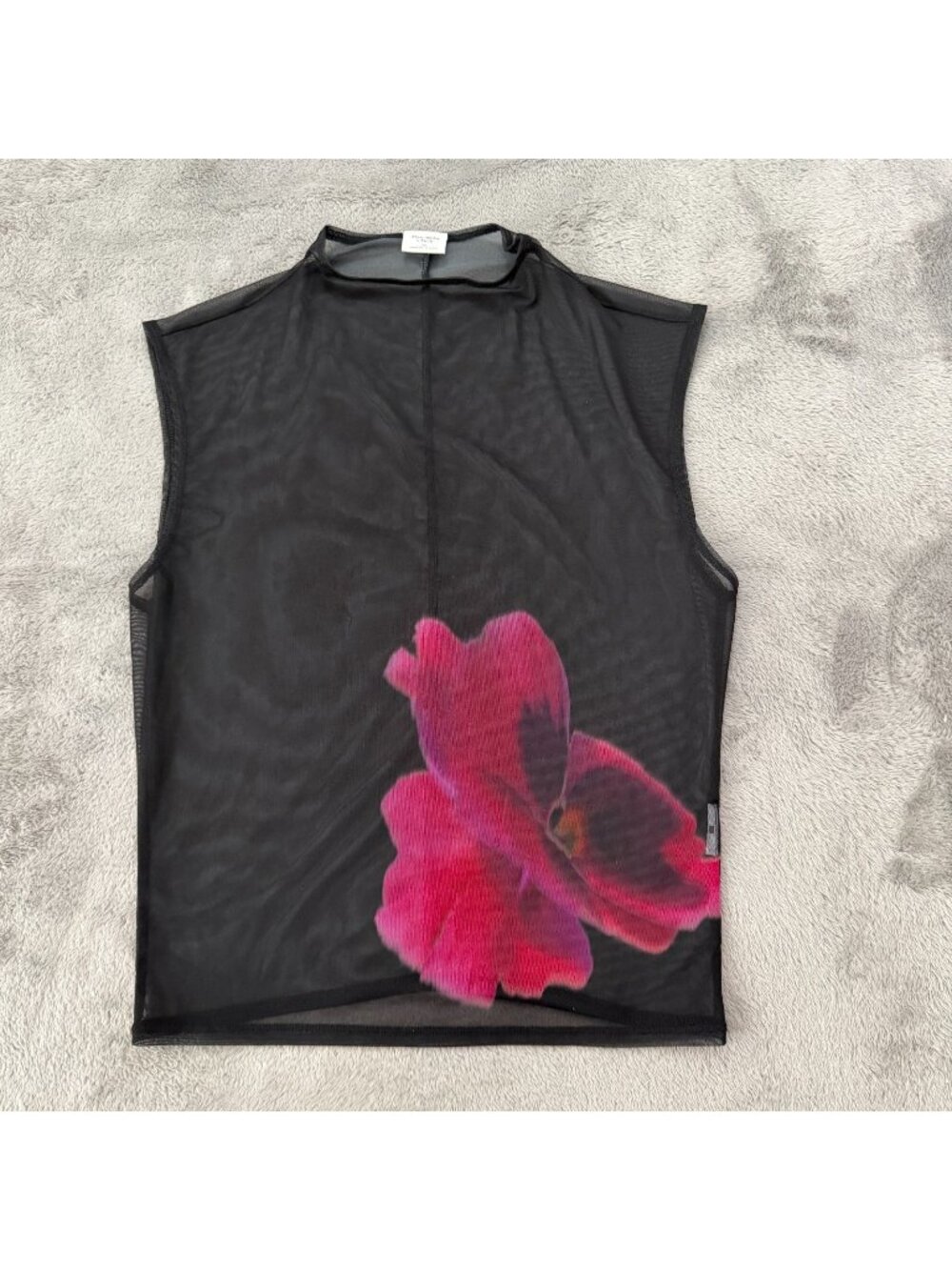 Abercrombie & Fitch Sheer Mesh Black Floral Blouse Shirt Whimsigoth Fairy